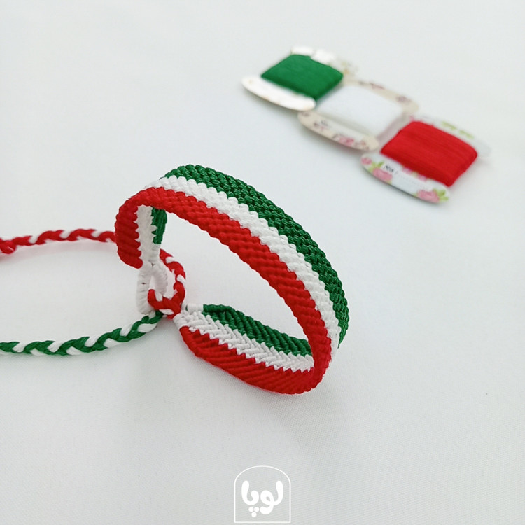 دستبند بافتنی پرچم ایران پهن