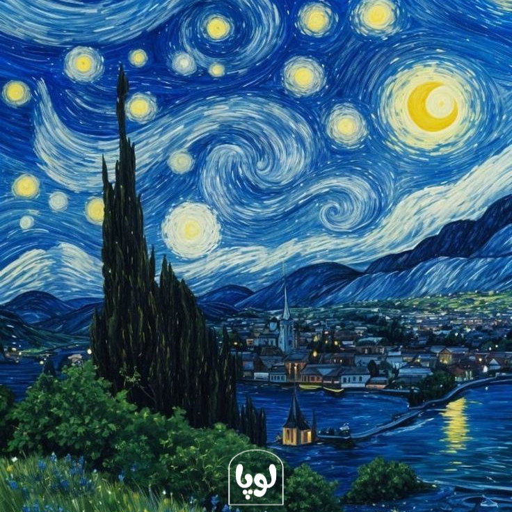 دستبند دستبافت طرح شب پرستاره ونگوگ